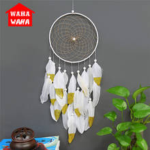 Indian Style Gold White Feather Dream Catcher Handmade Dream Catcher with Feathers Wall Hanging Ornament Craft Gift 2024 - buy cheap