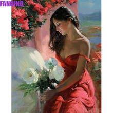 Completo diamante bordado 5d diy pintura de diamante "vestido vermelho sexy mulher" imagem de ponto cruz de decoração de casa mosaico artesanato 2024 - compre barato