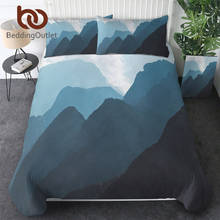 BeddingOutlet Mountain Landscape Duvet Cover Nature Beauty Home Textiles Hazy Misty Bedding Set Queen Blue Bedclothes 3-Piece 2024 - buy cheap