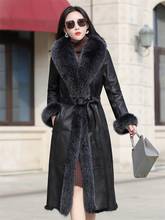 Winter Coat Women's Genuine Jacket Natural Rabbit Coats Big Fox Fur Collar Long Real Leather Jackets M89087 2024 - buy cheap