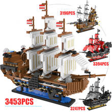 Mini blocks Caribbean Pirate Sailing Black Pearl Ship Boat Queen Annes 3D Model DIY Building Diamond Blocks Bricks kids toys 2024 - buy cheap