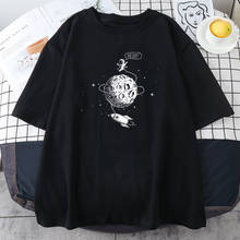 Astronaut Spaceship Surface Womens T-Shirt Fashion INS 2021 T Shirts Harajuku Loose T Shirts O-Neck Women's Tee Shirt Summer New 2024 - buy cheap