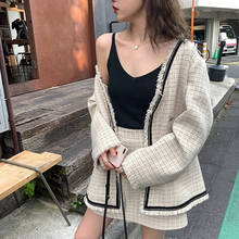 2021 Vintage Two Piece Sets Outfits Women Autumn Cardigan Tops And Mini Skirt Suits Elegant Ladies Fashion 2 Piece Sets 2024 - buy cheap