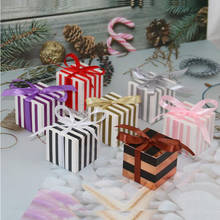 Caja de dulces a rayas de 50 piezas, bolsas de regalo con cinta para cumpleaños, bautismo, boda, decoración para fiesta 2024 - compra barato