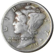 Moneda de copia chapada en plata, PSD, US Mercury Dime 1945 2024 - compra barato