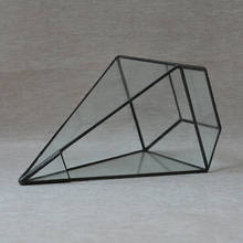 Pyramid Glass Geometric Terrarium Plants Box Jewelry Candle Display Black 2024 - buy cheap