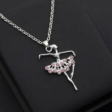 30pcs Mother gift Character girl dancing ballet sports pendant necklace simple fresh pink zircon ballet clavicle chain jewelry 2024 - buy cheap