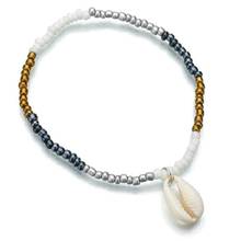 Female beach elastic single layer adjustable anklet handmade fashion shell decoration color rice bead charm anklet 2024 - buy cheap
