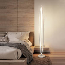 Lámpara de pie LED regulable, moderna y novedosa, nórdica, minimalista, para sala de estar, dormitorio, color negro/blanco 2024 - compra barato