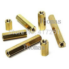 Low price 1 piece M4*8 Hexagonal Threaded Double Pass Brass Spacers Hexagon Copper Post Fasteners 2024 - buy cheap