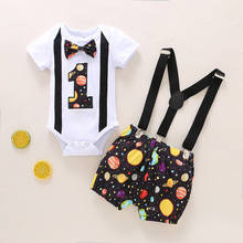 1 Year Baby Girl Clothes Infant Baby Boy Girl Cartoon Dot Print Romper Suspender Shorts Birthday Outfits Toddler Clothing 2024 - buy cheap