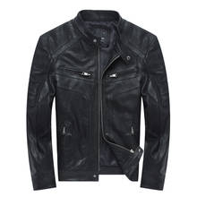 2020 homens colar preto genuíno jaqueta de couro da motocicleta fino couro pele carneiro real casaco motociclista S-4XL frete grátis 2024 - compre barato