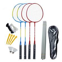 Raquetes de badminton com pólo de rede, 4 espaços, portátil, liga de alumínio, conjunto de raquetes de badminton para ambiente externo, presente 2024 - compre barato
