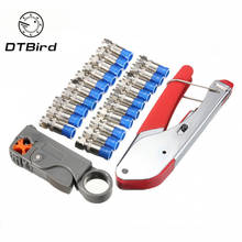 Compression Tool Kit Rg59 Rg6 Coax Crimping Tool Double Blades Coaxial Cable Stripper with 20Pcs Blue F Connectors 2024 - buy cheap
