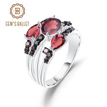 GEM'S BALLET, 1.95Ct, натуральный красный гранат, драгоценный камень, обручальное кольцо, кольца, 925 пробы, серебро, камень, кольцо для женщин, хорошее ювелирное изделие 2024 - купить недорого
