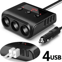 100W Car Cigarette Lighter Multi Sockets Triple Splitter with Switch Digital Voltage Display 4 USB Ports Charger Adapter 2024 - buy cheap