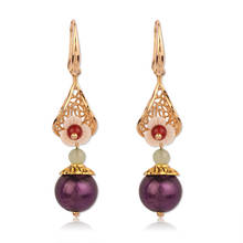 vintage shell jewelry for women and girl gift,MYWINY 2019 New Aventurine earrings dangle ethnic flower color glazed earrings 2024 - buy cheap