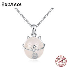 GOMAYA-collar con colgante de gato de la suerte para mujer, Gargantilla de Animal rosa, de Plata de Ley 925, regalo de nacimiento, joyería 925 2024 - compra barato