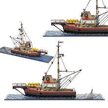 Moc veículos marítimos tijolos série navio blocos de construção modelo de barco de pesca diy montagem brinquedos para crianças adultas crianças presentes aniversário 2024 - compre barato