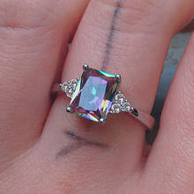 Изысканное посеребренное женское кольцо красочные драгоценные камни циркон Свадебный обручальный браслет обручальное кольцо обещание кольцо Модные ювелирные изделия 2024 - купить недорого