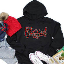 Blessed Plaid Printed 100%Cotton Women Hoodies Blessed Clothes Christian Spring Autumn Casual Pullovers Long Sleeve Hooded Top 2024 - buy cheap
