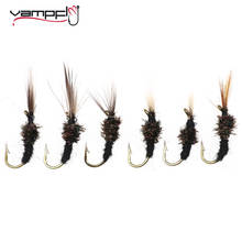 Vampfly iscas de personagens, 10 peças #14 emerger pupae cobra, corpo preto, pena de pavão tenkara, truta, isca de pesca 2024 - compre barato