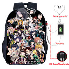 Mochila de Anime para adolescentes, morral escolar con carga Usb de demonio, de asesino morral, para ordenador portátil, para viaje 2024 - compra barato