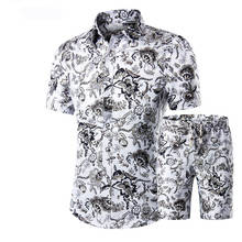Conjunto de camisetas y pantalones cortos con estampado Floral para hombre, ropa informal de manga corta, chándal de talla grande 5XL, verano 2020 2024 - compra barato