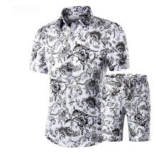 2020 Summer Fashion Floral Print Shirts Men+Shorts Set Men Short Sleeve Shirts Casual Men Clothing Sets Tracksuit Plus Size 5XL 2024 - buy cheap