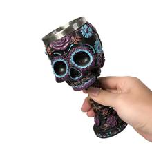 Vasos de vino de calavera de Color, tazas de café de acero inoxidable de resina, vasos frescos 2024 - compra barato