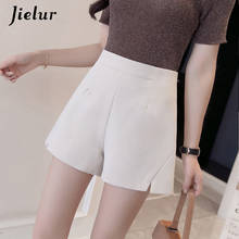 Jielur-pantalones cortos holgados de gasa para mujer, Shorts ajustados de Color sólido, de cintura alta, Color negro, coreano, 2021 2024 - compra barato