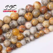 Natural crazy ágata contas redondas solta espaçador grânulos de pedra para fazer jóias diy pulseira acessórios 15 strands strands vertentes 4 6 8 10 12mm 2024 - compre barato