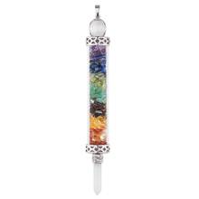 SUNYIK 7 Chakra Chips Stone Wishing Bottle Pendants Necklaces Hexagonal Crystal Point Pendulum Reiki Amulet Jewelry for Unisex 2024 - buy cheap