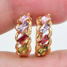 AAA+ Cubic Zirconia Gold Color Fashion Multicolor Rainbow CZ Huggie Hoop Earrings for Women 2024 - buy cheap