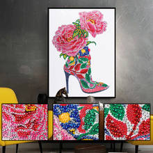 Pintura de diamante 5D DIY parte de forma especial, mosaico de decoración artesanal, zapatos de flores, pintura de diamante hecho a mano, decoración del hogar, pinturas, regalos 2024 - compra barato