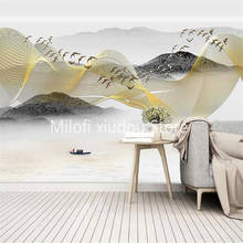 Milofi-papel tapiz 3D personalizado, mural de tinta abstracta simple, paisaje dorado, patrón de piedra, decoración de pared de fondo para sala de estar 2024 - compra barato