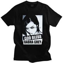 Vintage God Bless Sasha Grey T Shirt Men Pre-shrunk Cotton Tshirt Awesome Tees Short Sleeves Streetwear T-shirt Slim Fit Apparel 2024 - buy cheap