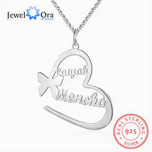 JewelOra 925 Sterling Silver Custom Nameplate Necklace with Butterfly Personalized 2 Names Heart Pendants for Women Mothers Gift 2024 - buy cheap