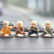 Shaolin kung fu boy resin miniature figurines stick Buddhist monk resin figurines car decoration kids gift souvenir home decor 2024 - buy cheap