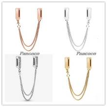 Abalorios de plata de ley 925 para mujer, joyería con Clip de cadena de seguridad brillante Reflexions, compatible con pulsera y collar Pandora 2024 - compra barato