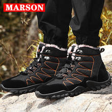 Marson botas de neve masculinas antiderrapantes, calçado masculino para caminhadas com pele quente, calçado respirável e tamanho grande 2024 - compre barato