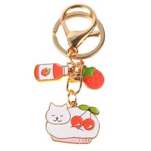 Cat Metal Cake Food Keyring Animal cute charms Keychain Men Key Chain Ring Boyfriend Gift Gifts for Women Keyring 2024 - buy cheap