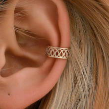 Hollow Geometric Pattern Ear Clip Earrings For Women Gold Silver Color Earing Jewelry No Ear Hole Needed Ethnic Clip Earrings 2024 - buy cheap