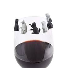 Marcador de identificación de vidrio en forma de gato, marcador de copa de vino de silicona, identificador de copa para banquete, fiesta en casa, 12 Uds. 2024 - compra barato