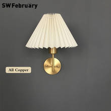 All Copper Wall Lamp Korean Wall Lamps for Bedroom Lamp Living Room Light Home Deco Creative Pleats Light With Led Bulb E27 2024 - buy cheap