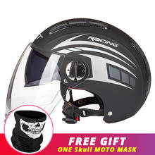 Black Motorcycle Helmet Dual Lens Motorcross Racing Crash Moto Helmet Sctooer Riding Motornike Biker Open face Helmet Men Women 2024 - buy cheap