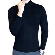 Men Sweater Winter Turtle Neck Polyester Long Sleeve Warm Sweater Slim Pullover Twist Knitwear men Clothing 2024 - buy cheap