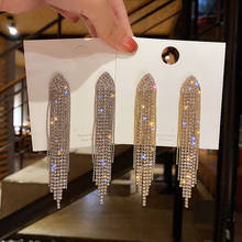 Корейские модные висячие серьги Стразы с кристаллами для женщин длинные висячие серьги с кисточками роскошные свадебные модные ювелирные изделия 2021 2024 - купить недорого