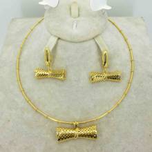 Moda dubai conjunto de jóias de ouro africano nupcial presente de casamento para as mulheres arábia saudita colar brincos colar jóias 2024 - compre barato
