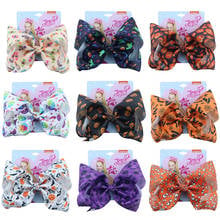 Halloween 7 Inch Large Hair Bows for Girls with Clips Pumpkin Printed Ribbon Bowknot Handmade Party Hairgrips for Kids JOJO Bows 2024 - buy cheap